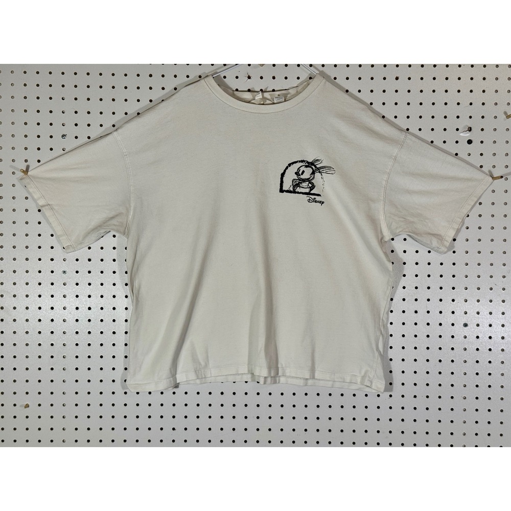 Disney Oswald The Lucky Rabbit Graphic T-Shirt Cream Mens Medium US M